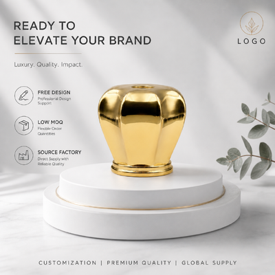 Купить Luxury Multi Curved Faceted Zinc Alloy Perfume Cap Mirror Gold Electroplated Zamac Fragrance Bottle Lid Custom Logo OEM ODM Источник Фабрика оптовой продажи Производство в сети