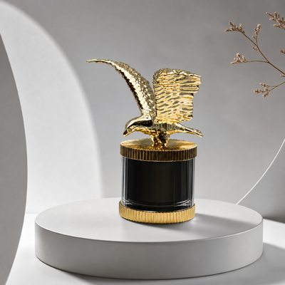 Купить Luxury 3D Spread Wings Eagle Zamac Perfume Cap Gold Plated Textured Flying Hawk Sculpture Vertical Fluted Base Fragrance Lid Zinc Alloy Parfum Bottle Cover Custom Logo FEA15 Для парфюмерной бутылки Производство в сети
