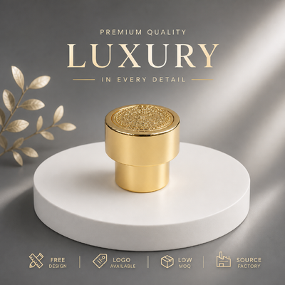 Купить Фабрика Custom Zinc Alloy Perfume Cap Bright Gold Plating Double Layer Cylinder Embossed Texture Metal Perfume Lid Support Custom Embossed Logo Magnetic Противопоказания: Производство в сети
