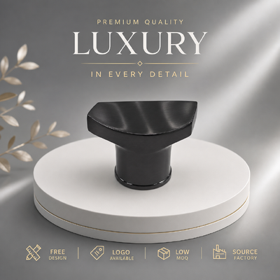 Luxury Irregular Fan Zinc Alloy Fragrance Cap Brushed Black Special Shape Perfume Bottle Top Custom Logo Packaging Accessories (Любое логотипное упаковка) Лучший иррегулярный вентилятор Цинковый сплав ароматная крышка расчесываемая черная специальная форма парфюмерная бутылка верхняя часть