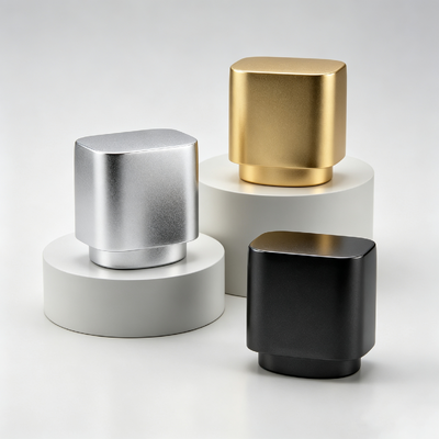 Luxury Bulky Rounded Square Zinc Alloy Perfume Cap Matte Brushed Finish Short Step-Down Base Zamac Perfume Bottle Lid Multi-Tone Custom Logo OEM ODM Продукция изготовлена из цинкового сплава
